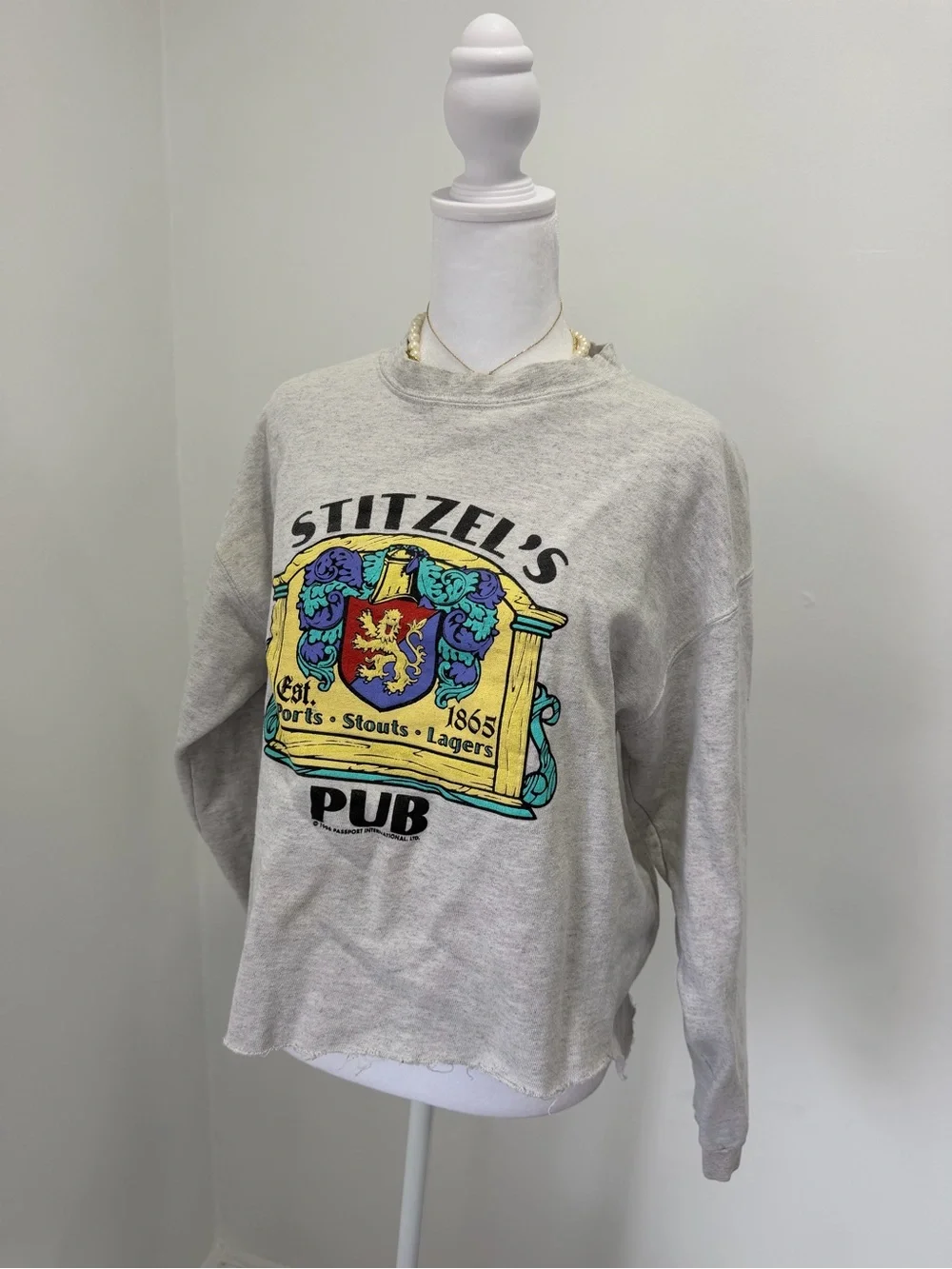 Sweatshirt with graphic featuring 'STITZEL'S',1855', 'PUB', and a crest design L